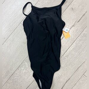 New swimsuit Kona Sol high neck coverage one piece black bathing suit